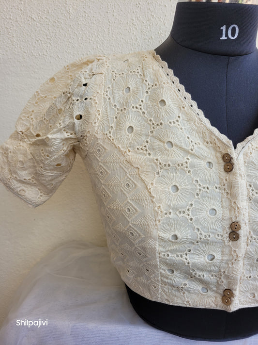 Black chikankari readymade Non padded blouse