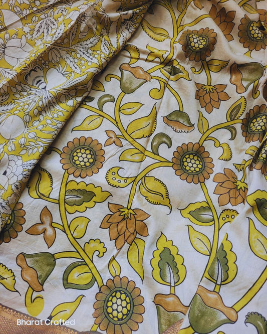 Kalamkari Nizam Border Printed Saree 2