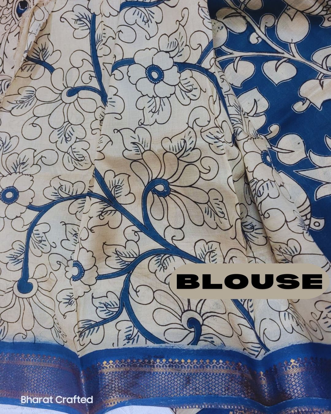 Kalamkari Nizam Border flower fish saree