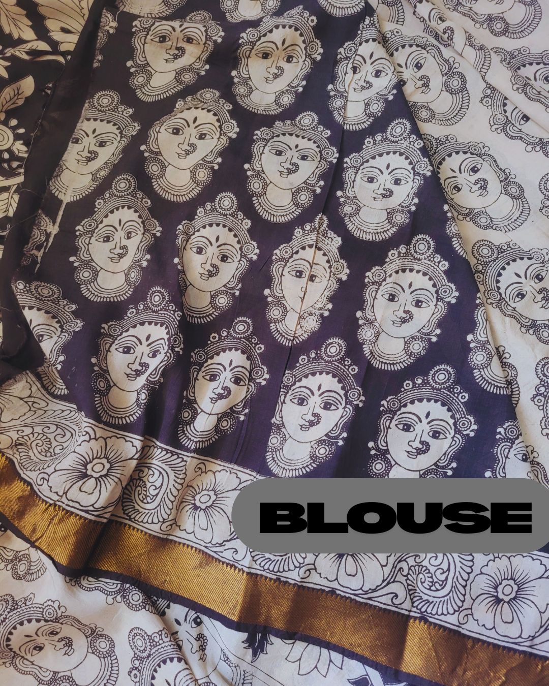 Kalamkari Nizam Border Face Printed Saree - Vadanam