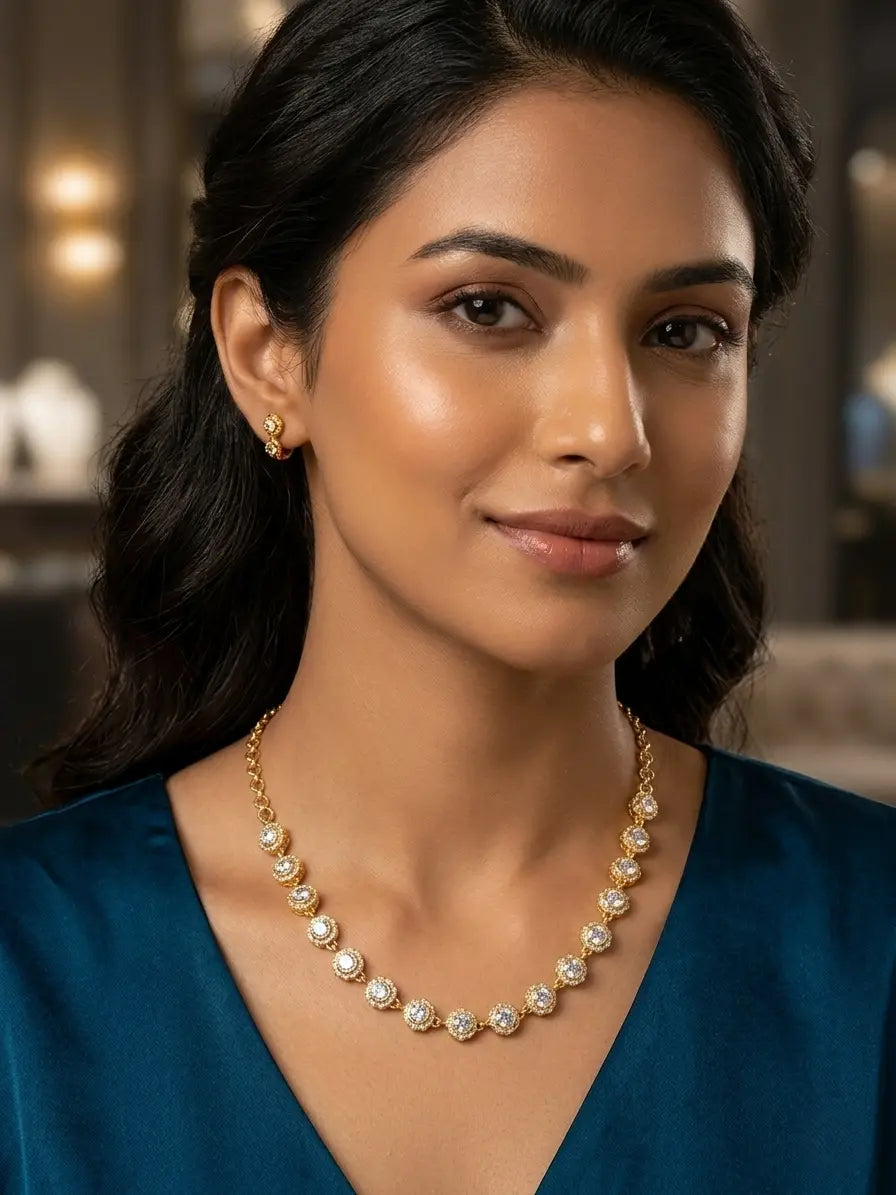 Panchaloham white stud necklace