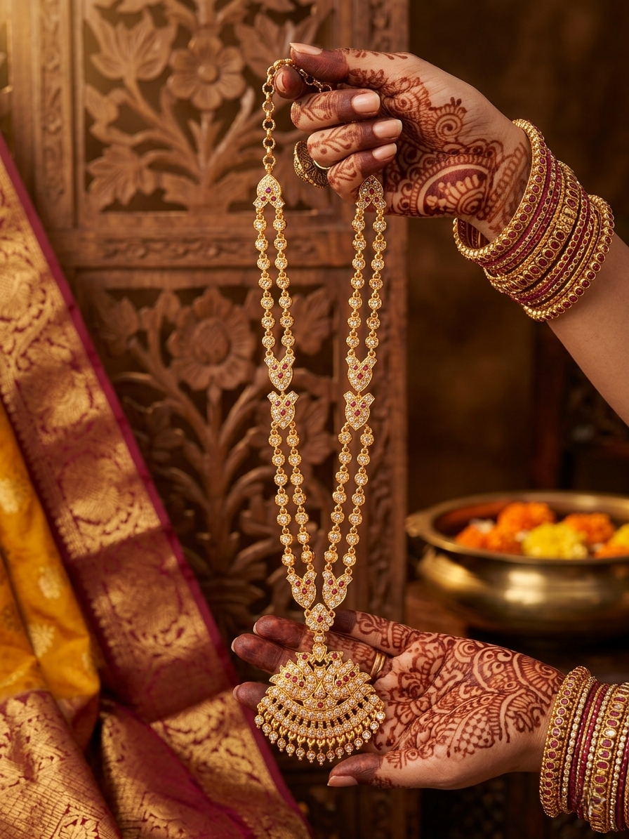 Vintage style dual line panchaloham Necklace