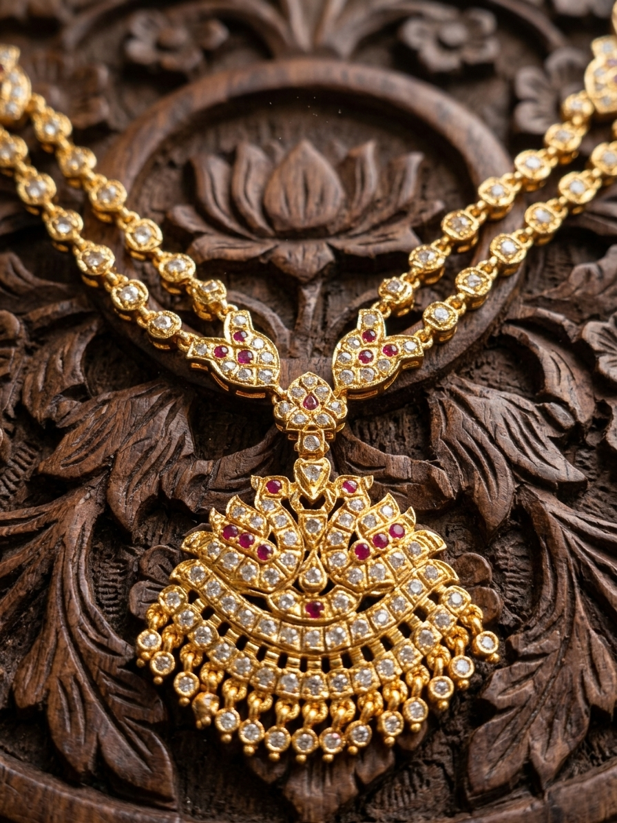 Vintage style dual line panchaloham Necklace