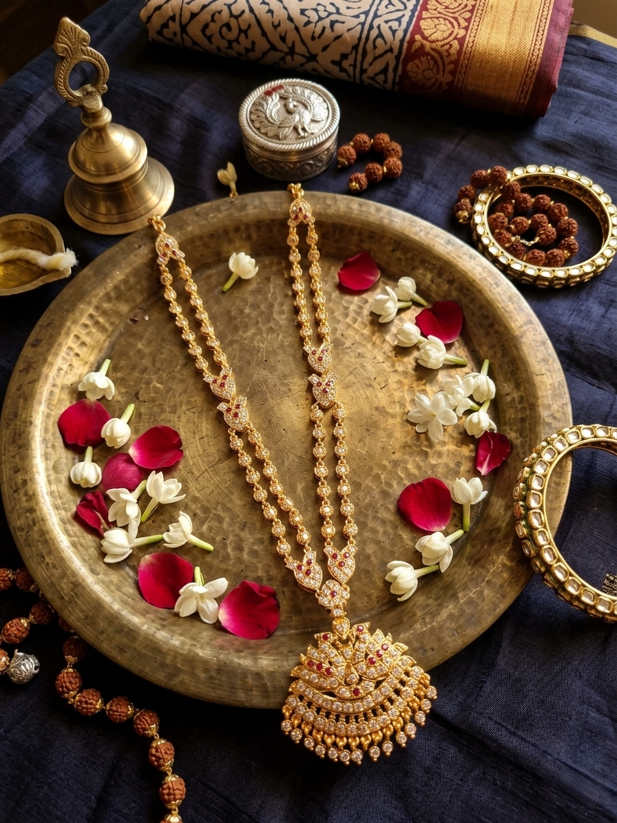 Vintage style dual line panchaloham Necklace