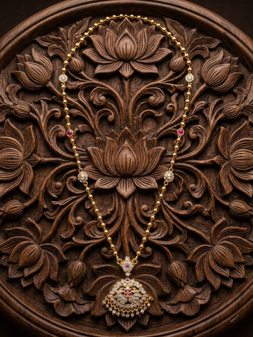 Vintage style panchaloham balls chain long haram with pendent
