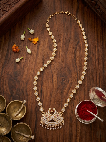 Vintage style panchaloham long haram with swan pendent