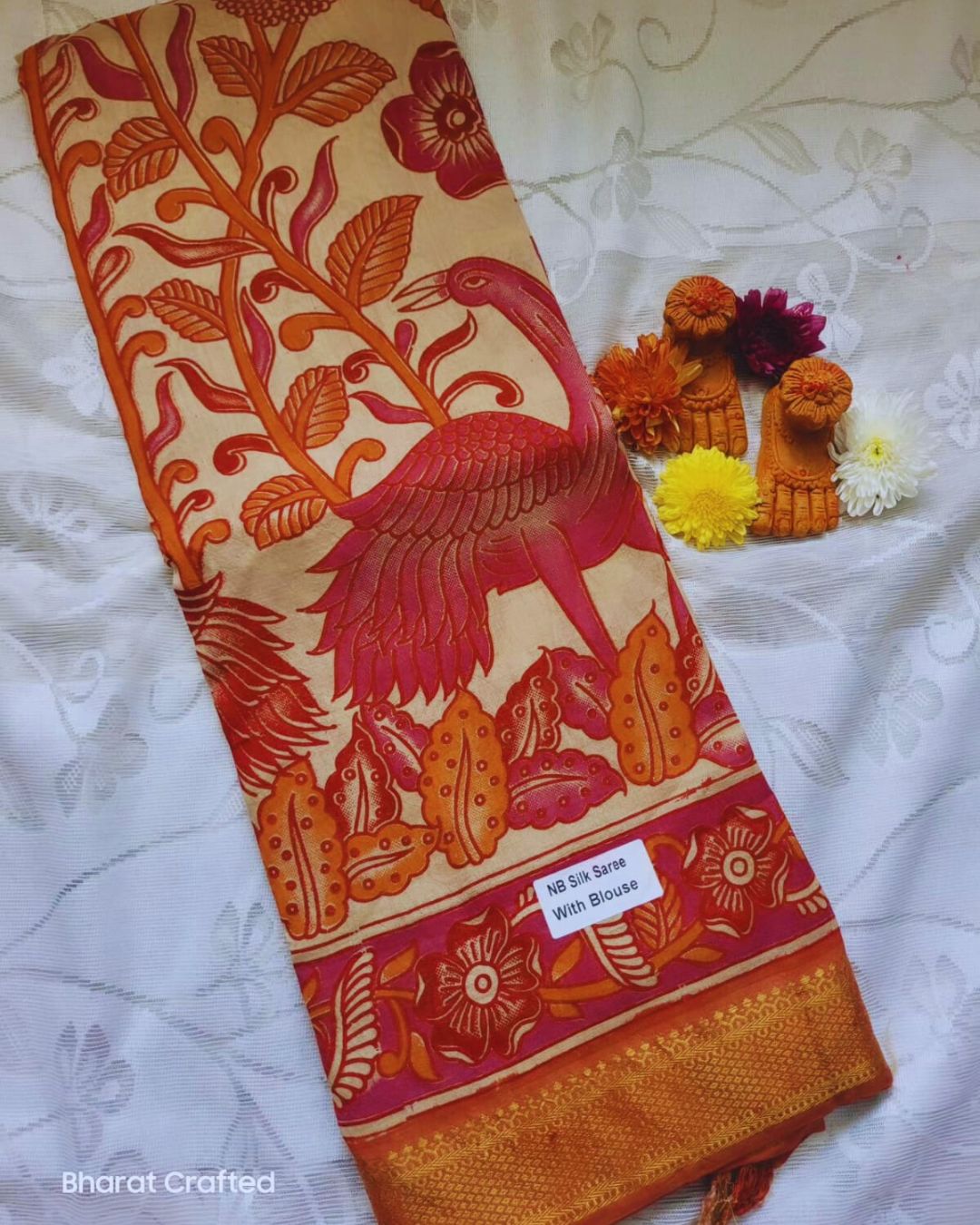 Kalamkari Nizam Border Printed Saree 4