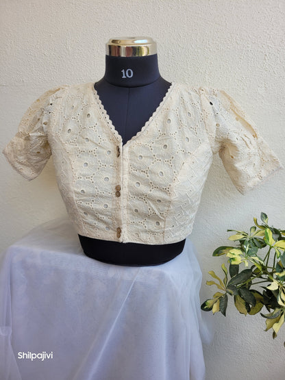 Black chikankari readymade Non padded blouse