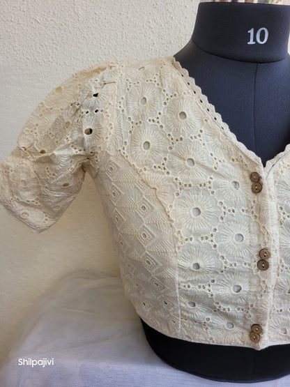 Black chikankari readymade Non padded blouse