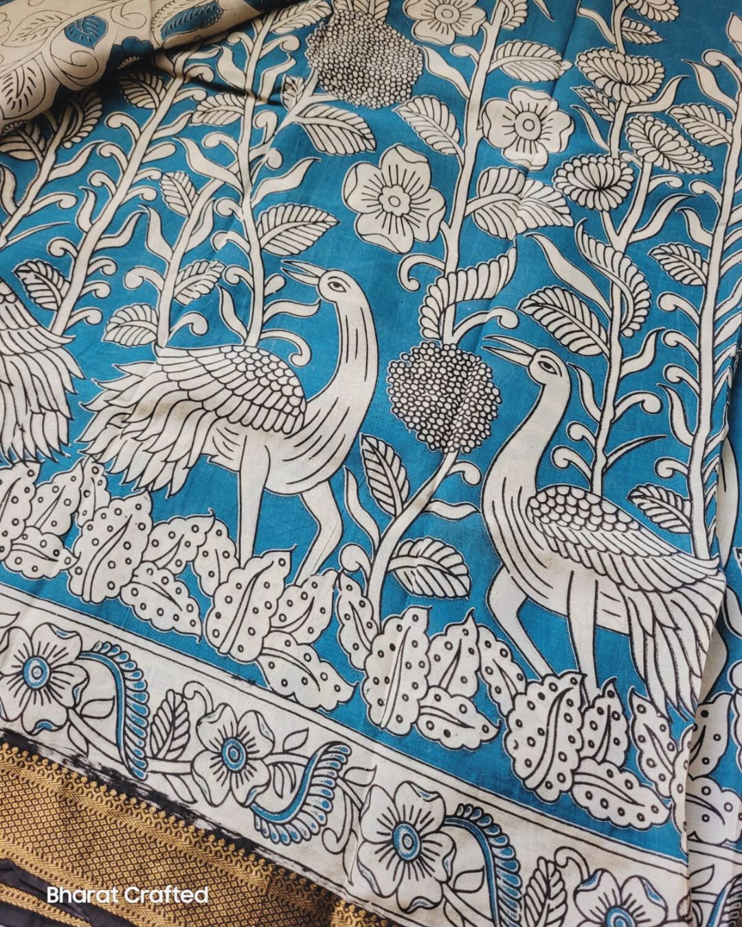 Kalamkari Nizam Border Saree - Sarasa