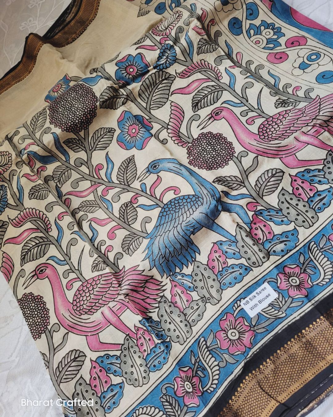 Kalamkari Nizam Border Printed Saree 3