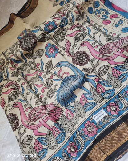 Kalamkari Nizam Border Printed Saree 3