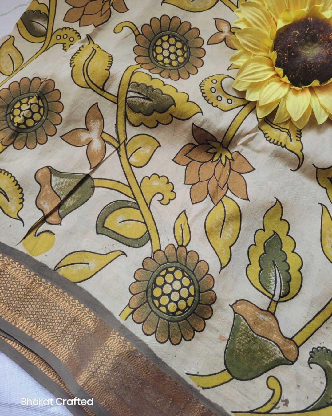 Kalamkari Nizam Border Printed Saree 2