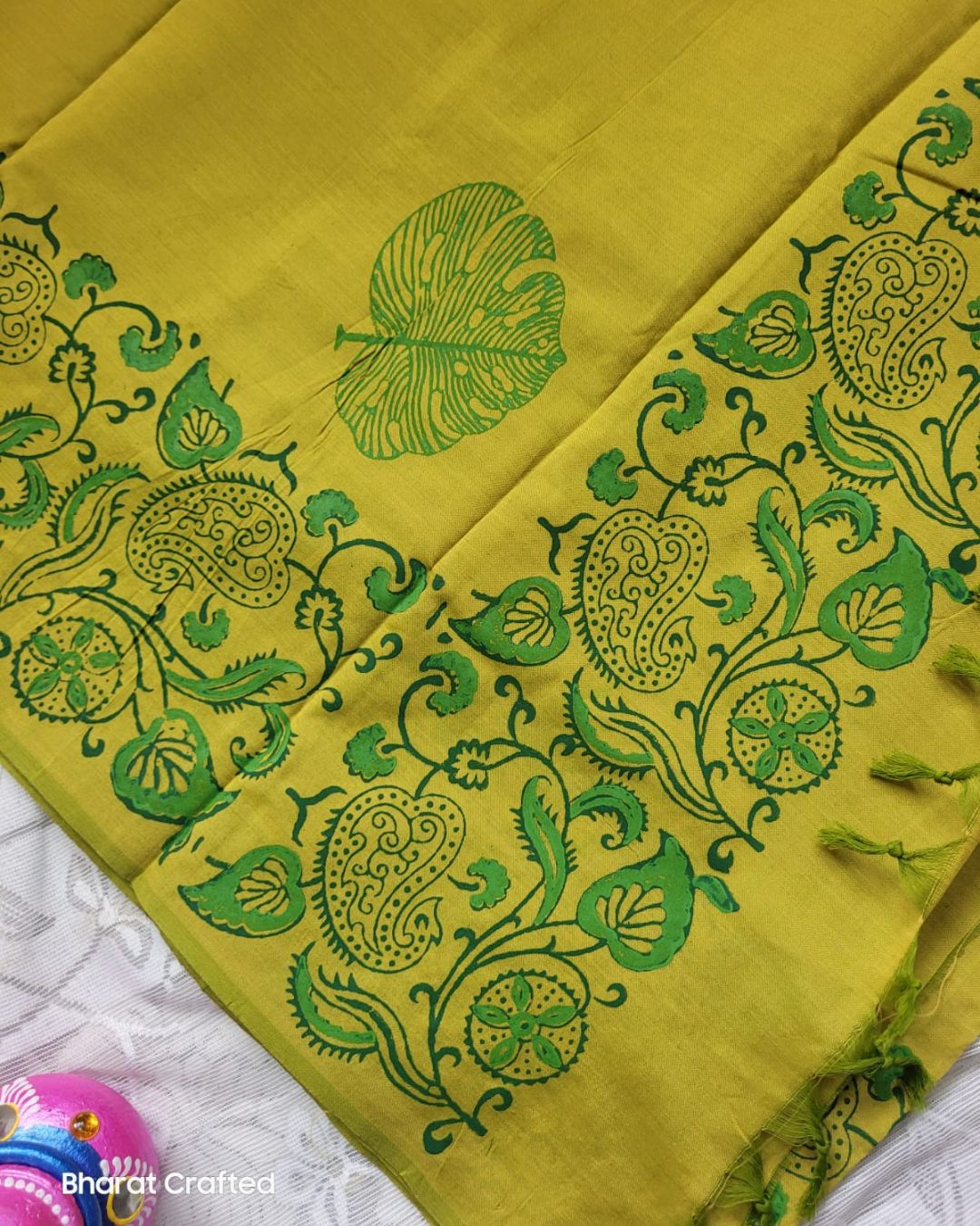 Cotton Mix Block Printed Saree with Contrast Additional Blouse Piece - Raavi