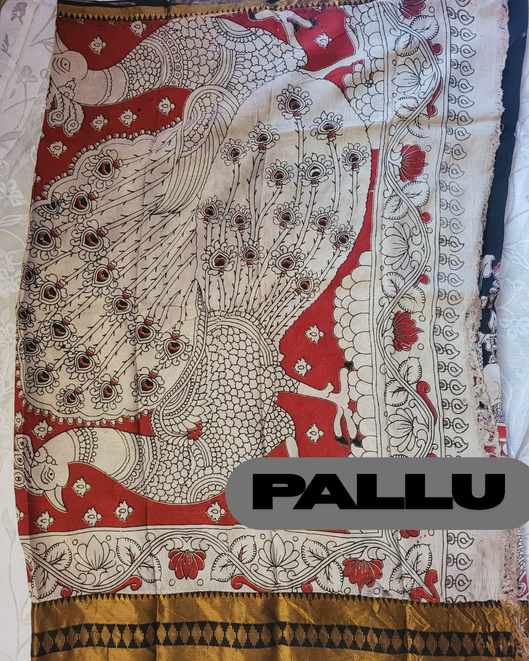 Kalamkari Mangalagiri silk Kanchi border saree