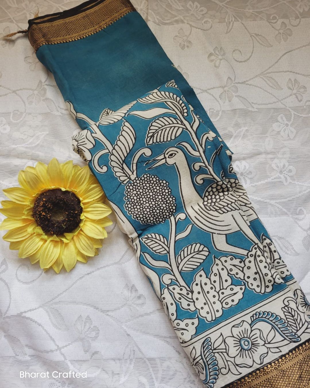 Kalamkari Nizam Border Saree - Sarasa