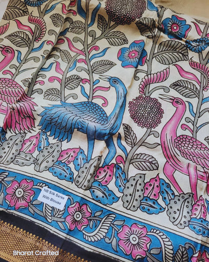 Kalamkari Nizam Border Printed Saree 3