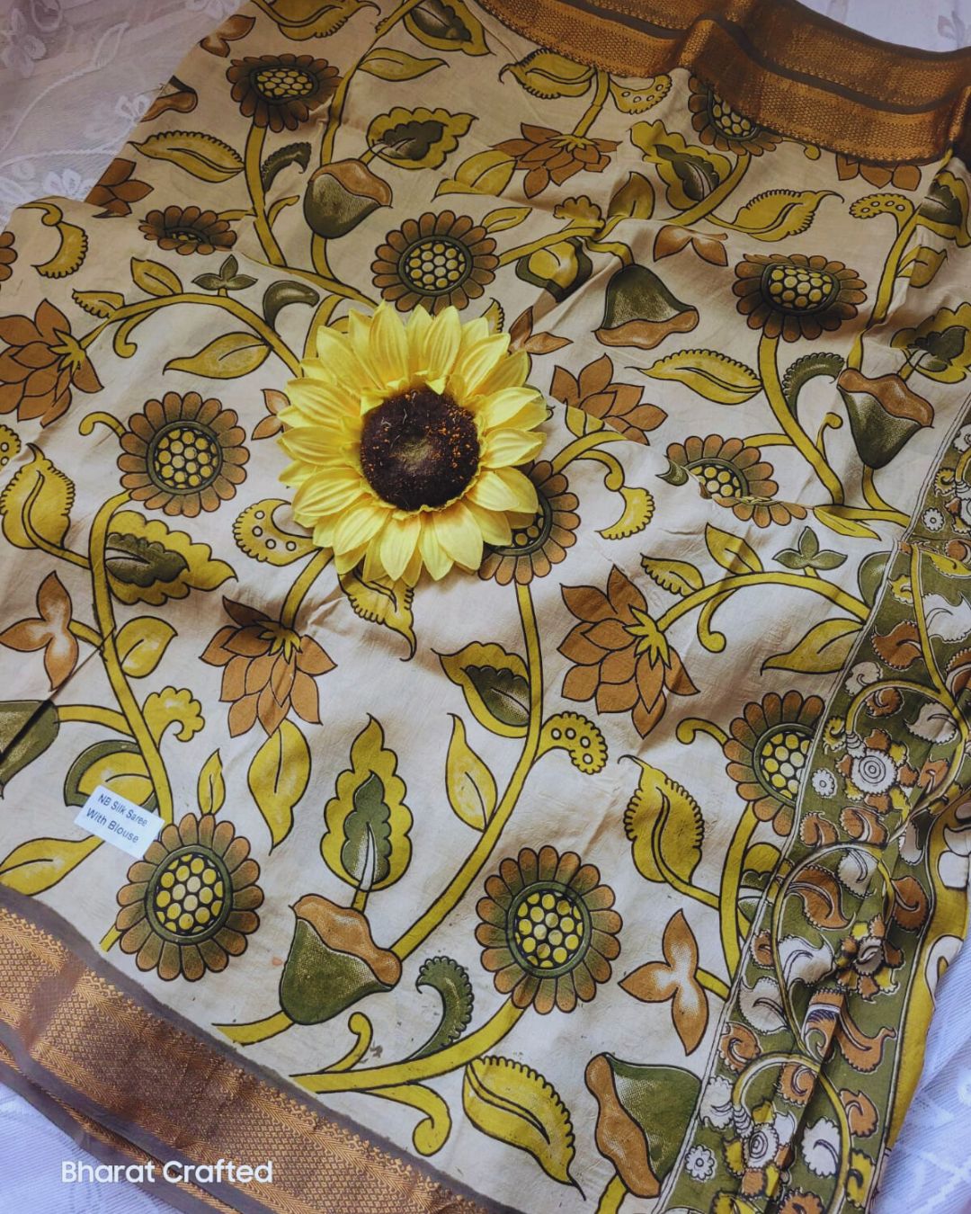 Kalamkari Nizam Border Printed Saree 2