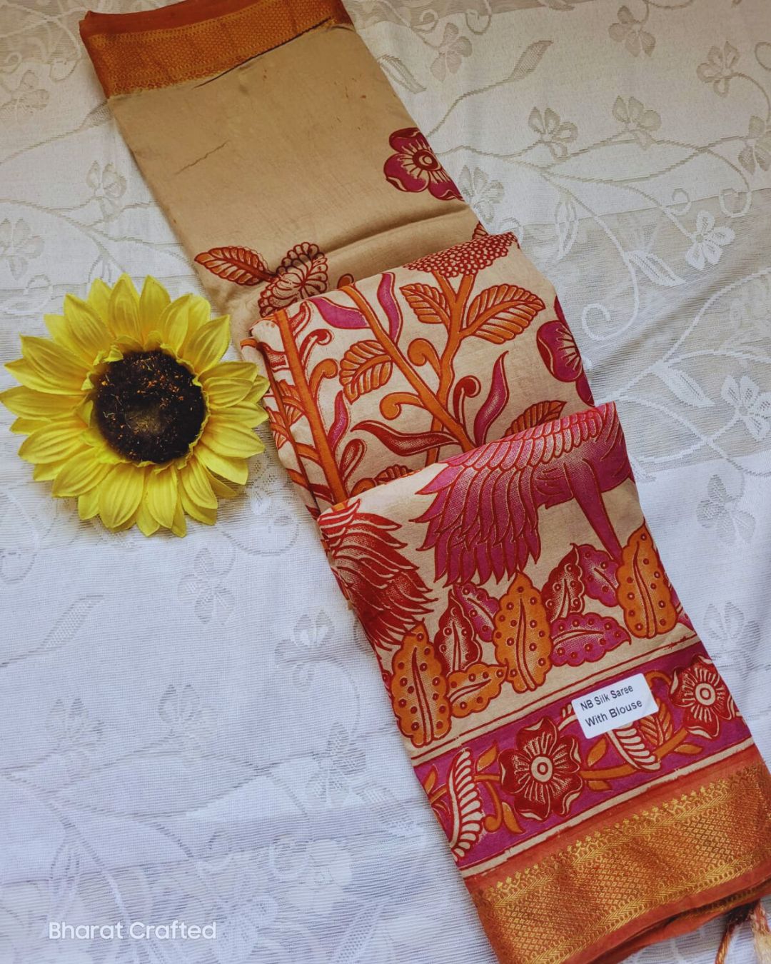 Kalamkari Nizam Border Printed Saree 4