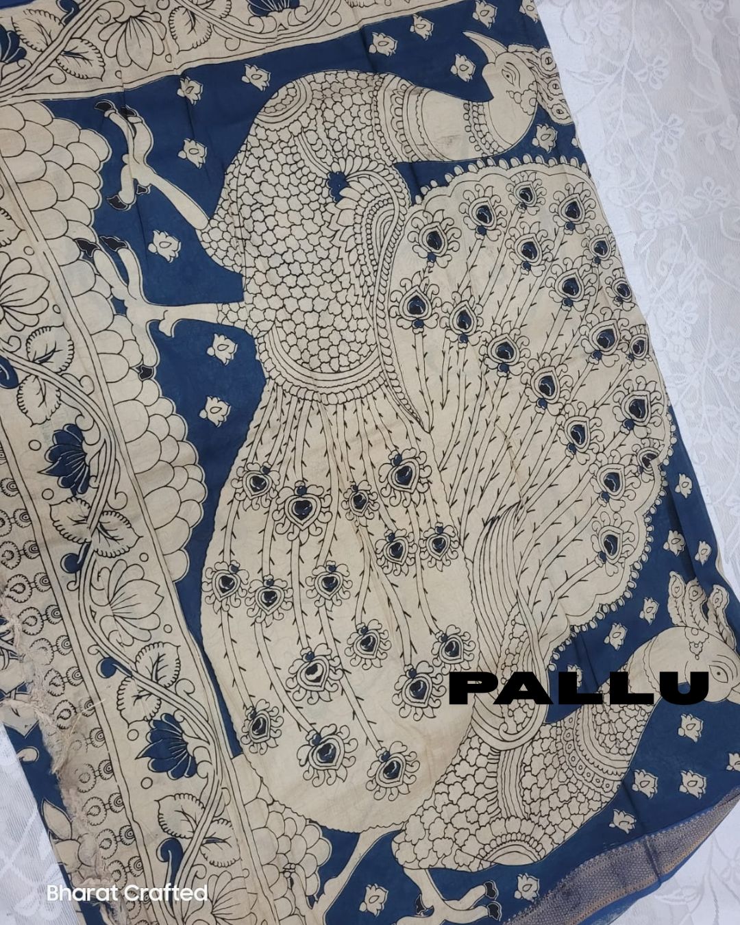Kalamkari Nizam Border flower fish saree