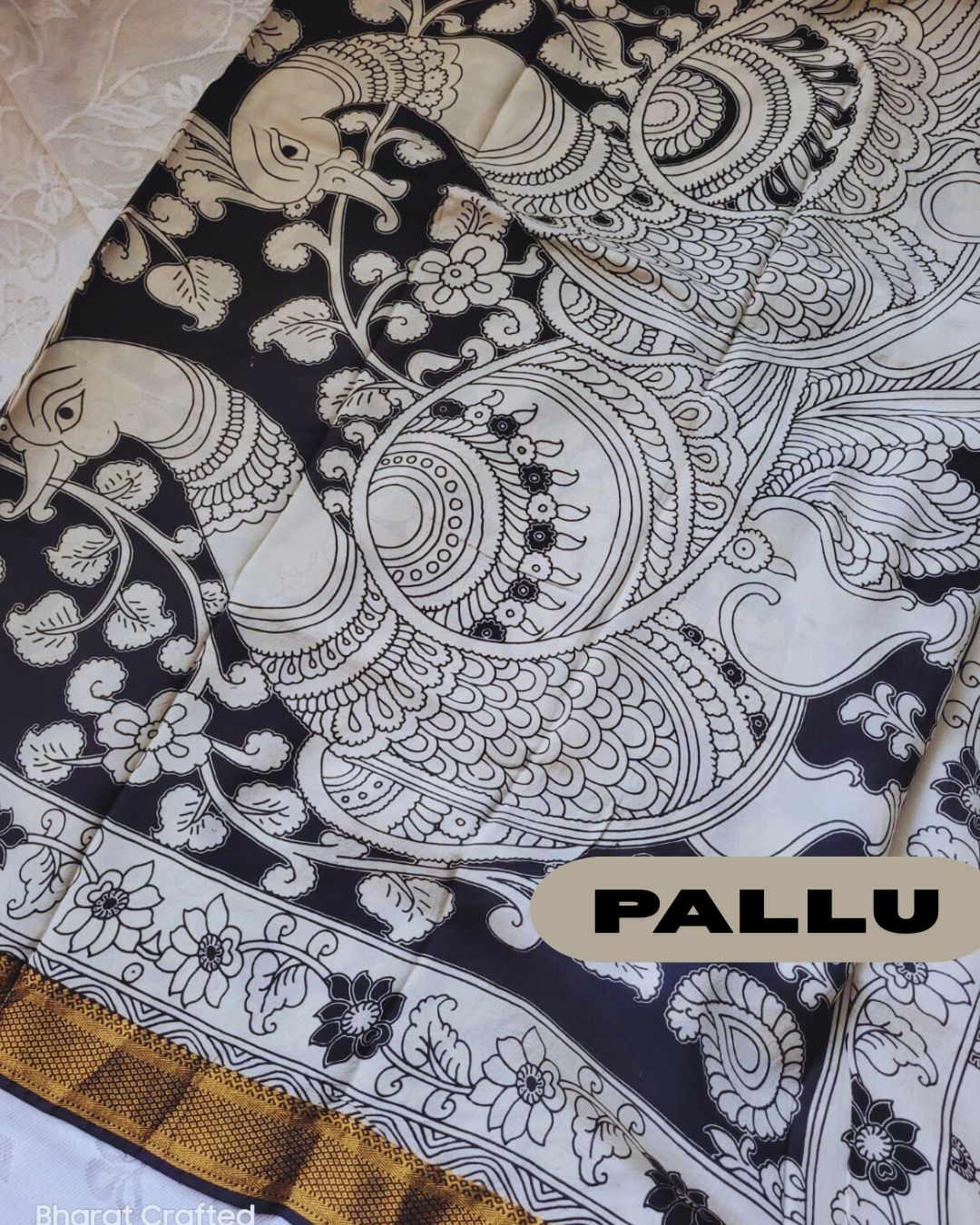 Kalamkari Nizam Border radha krishna Printed Saree