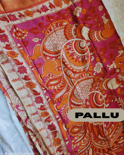 Kalamkari Nizam Border Printed Saree 4