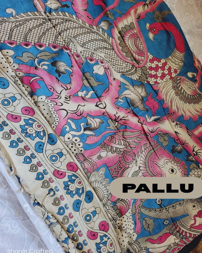 Kalamkari Nizam Border Printed Saree 3