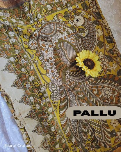 Kalamkari Nizam Border Printed Saree 2