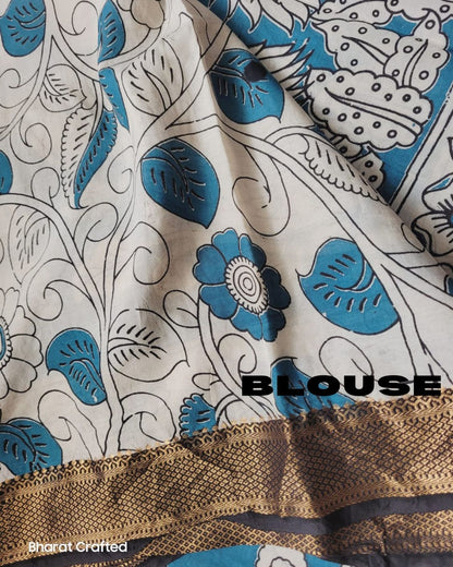 Kalamkari Nizam Border Saree - Sarasa