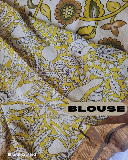 Kalamkari Nizam Border Printed Saree 2