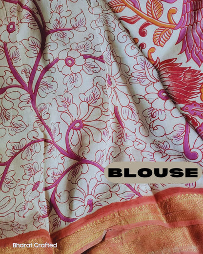 Kalamkari Nizam Border Printed Saree 4