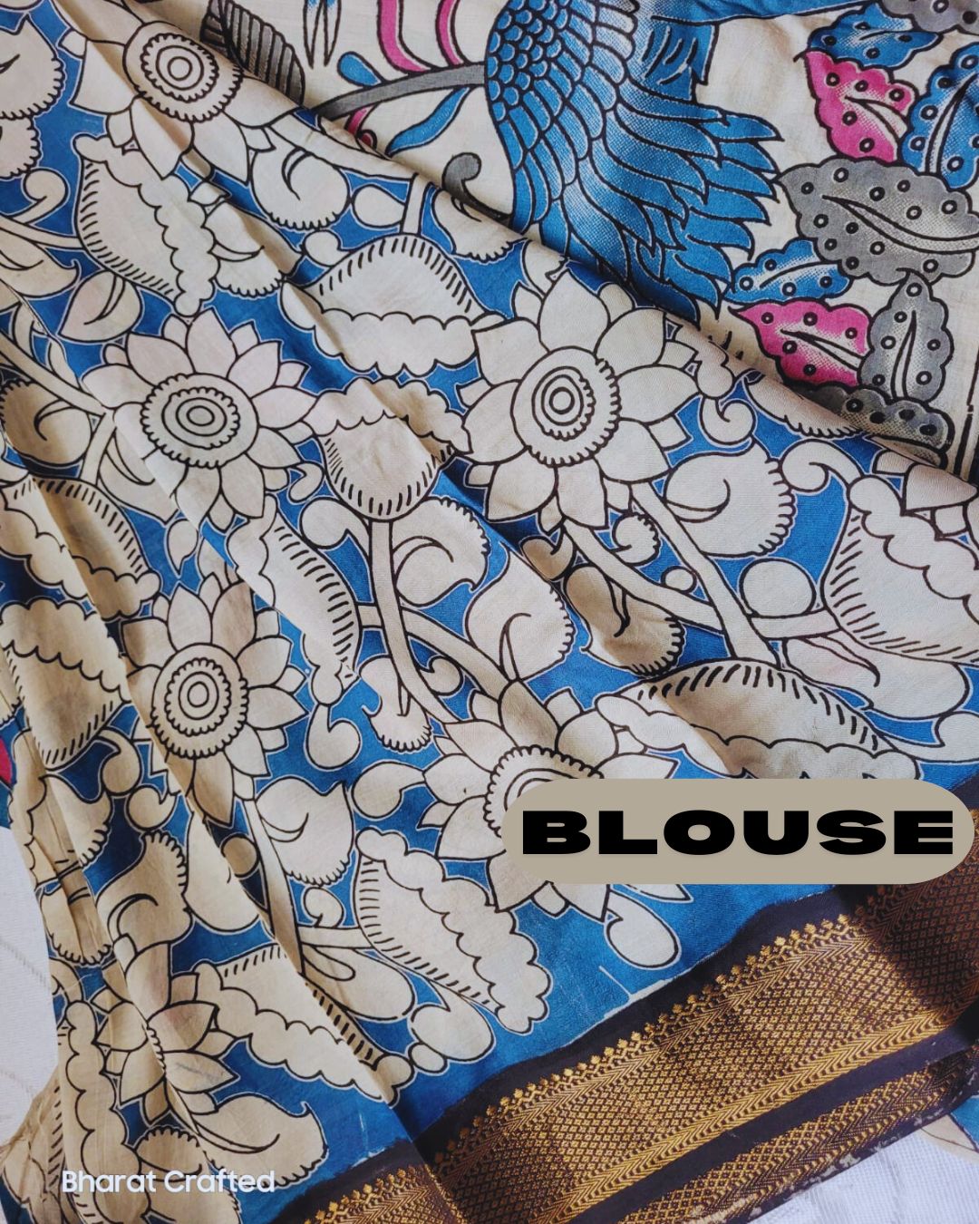 Kalamkari Nizam Border Printed Saree 3