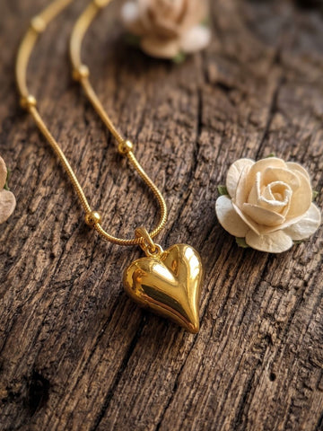 Anti Tarnish Heart Pendent Ball Neck chain