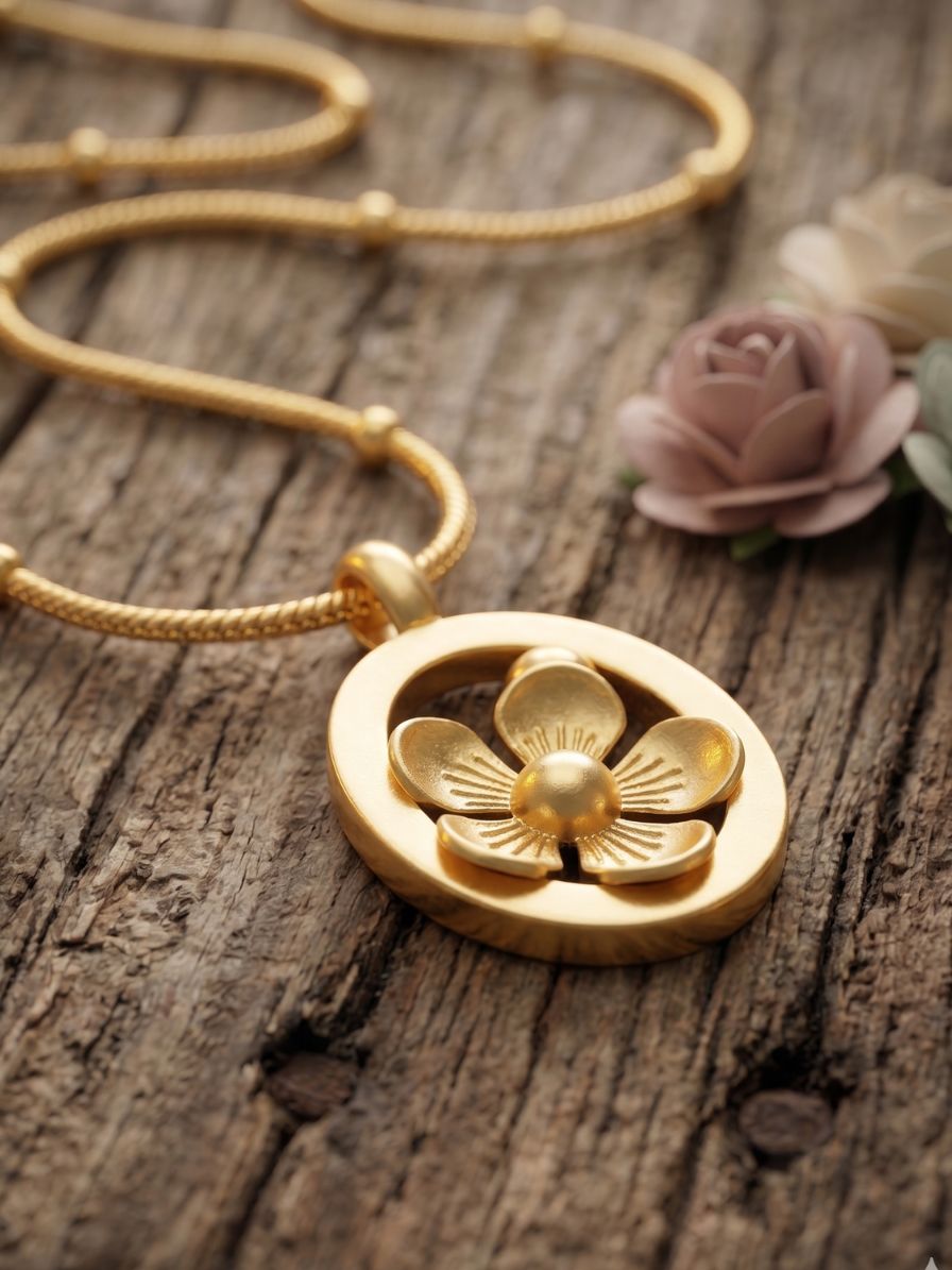 Anti Tarnish Round Floral Pendent Ball Neck chain