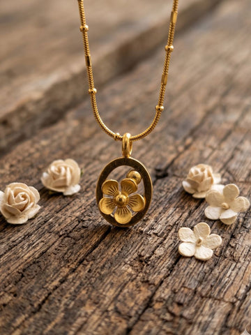 Anti Tarnish Round Floral Pendent Ball Neck chain
