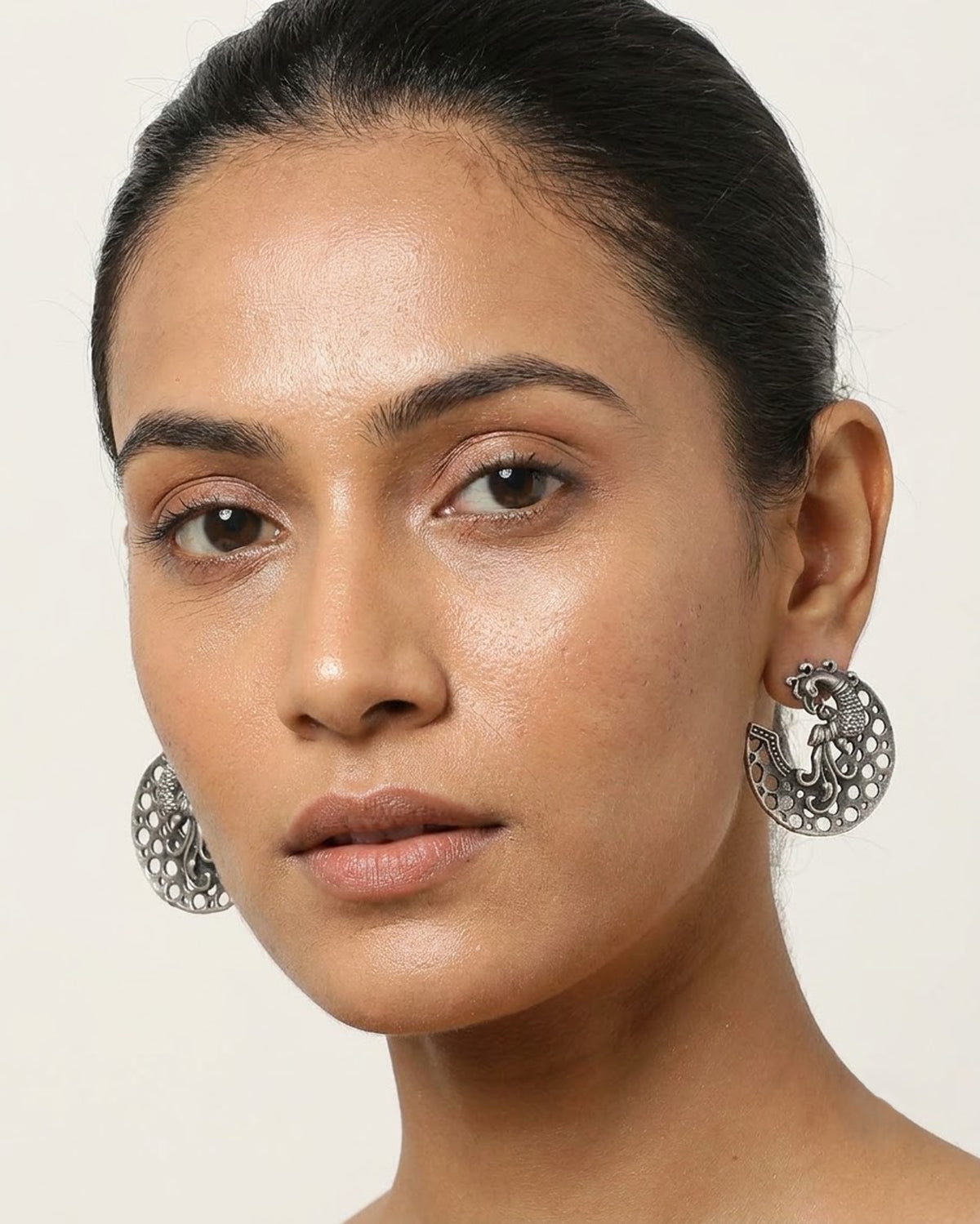 Antique oxidized Peacock ear Studs