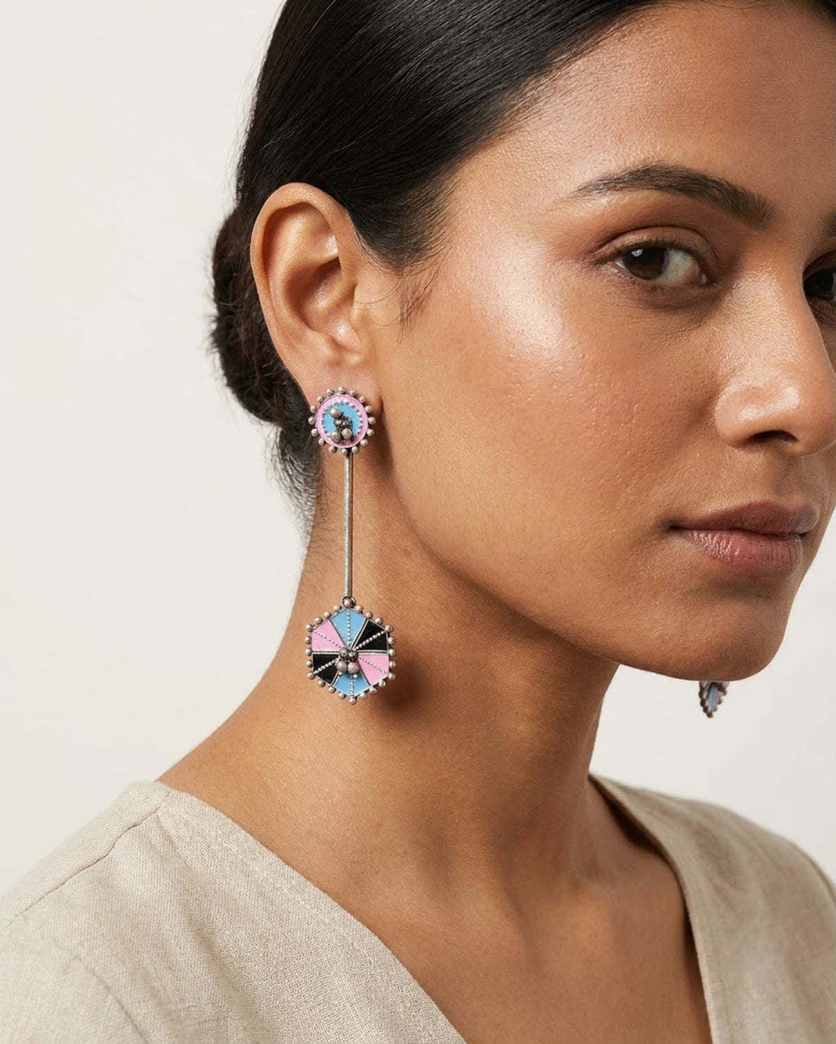 Chakra Pastel Enamel Drop Earrings