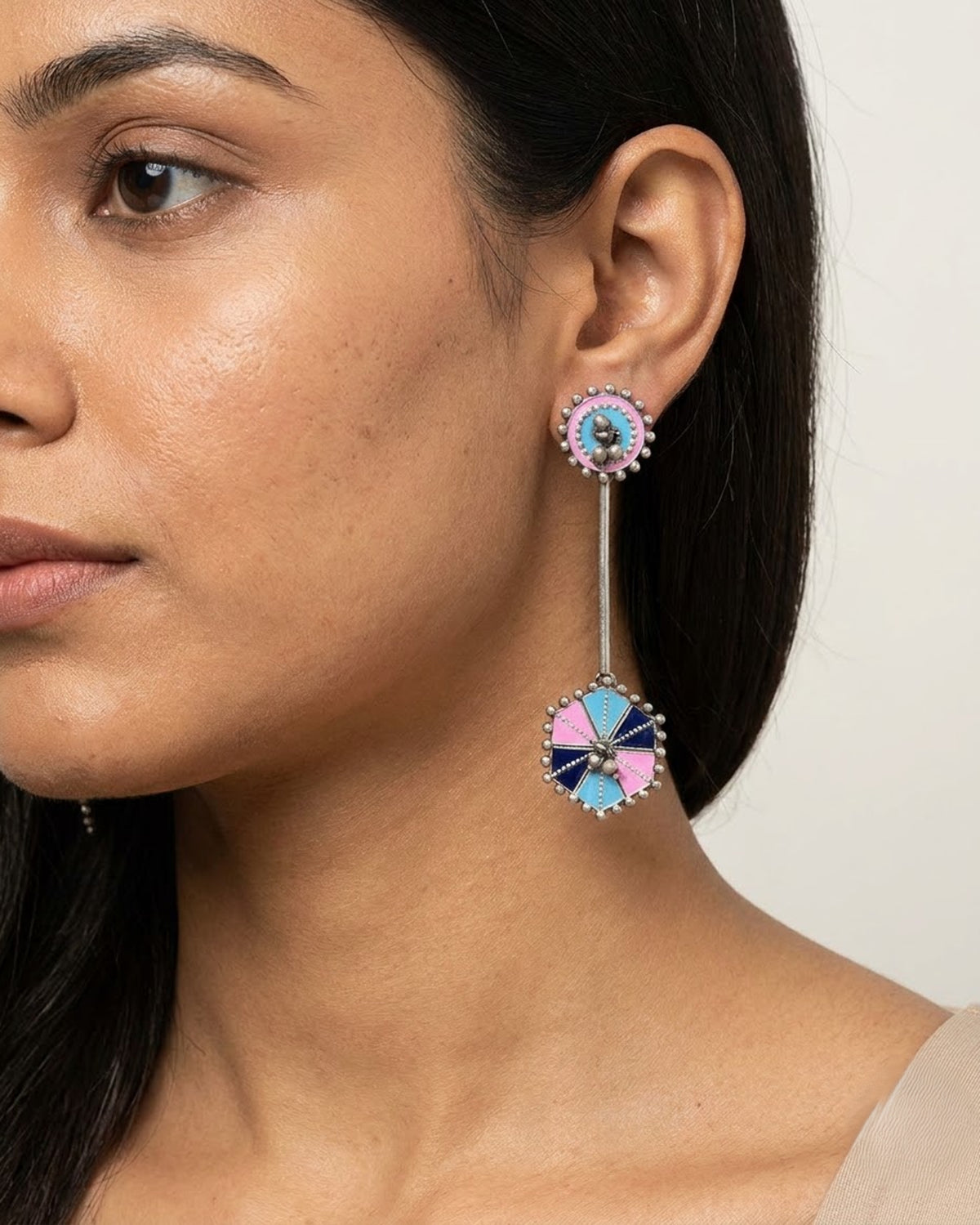 Chakra Pastel Enamel Drop Earrings