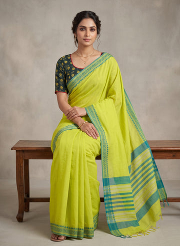 Chirala Powerloom cotton saree with Ready to wear Blouse - Combo1