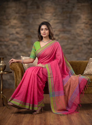 Chirala Powerloom cotton saree with Ready to wear Blouse - Combo3