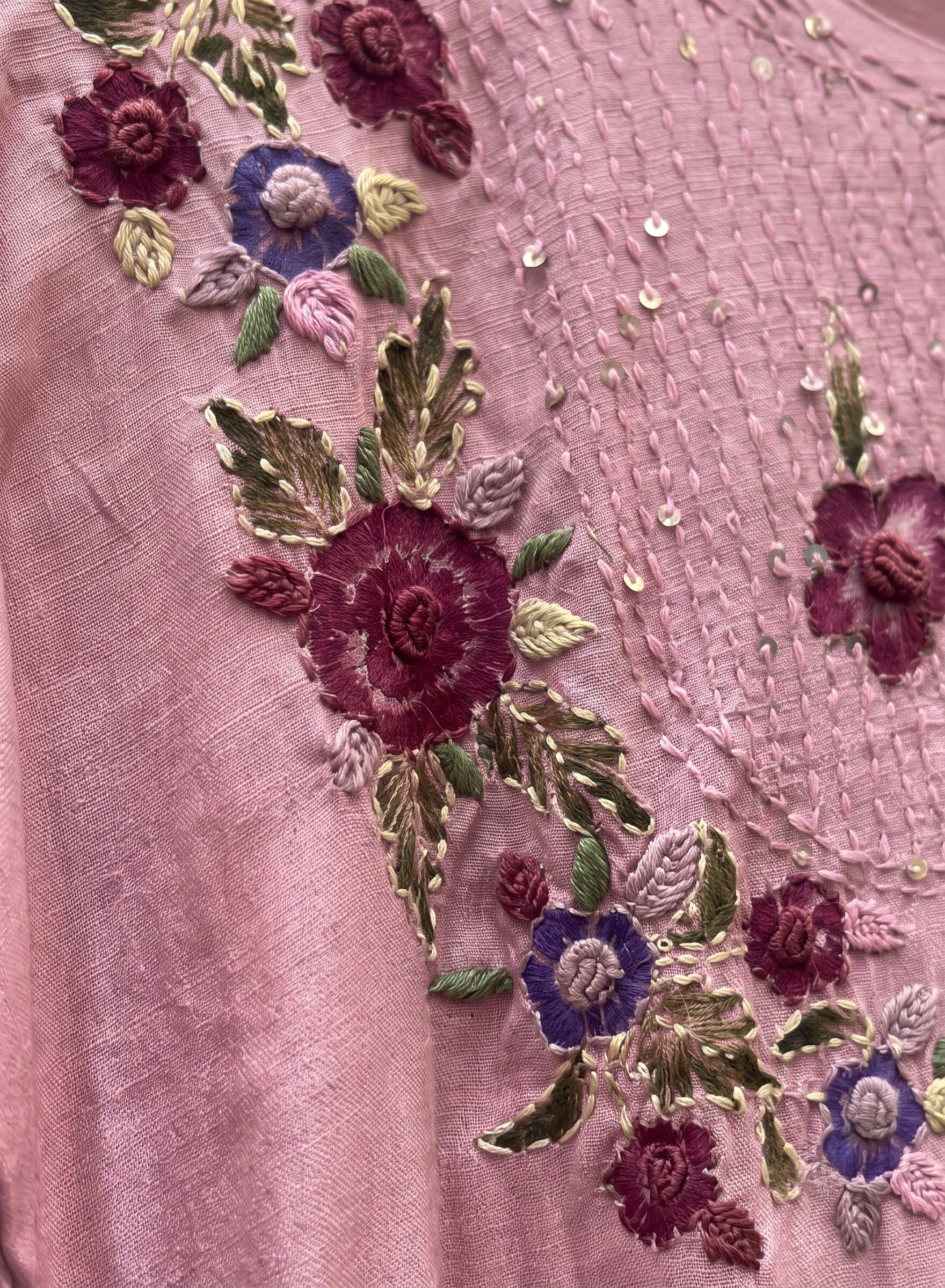 Dusty rose pink cotton suit set with dupatta - set of 3