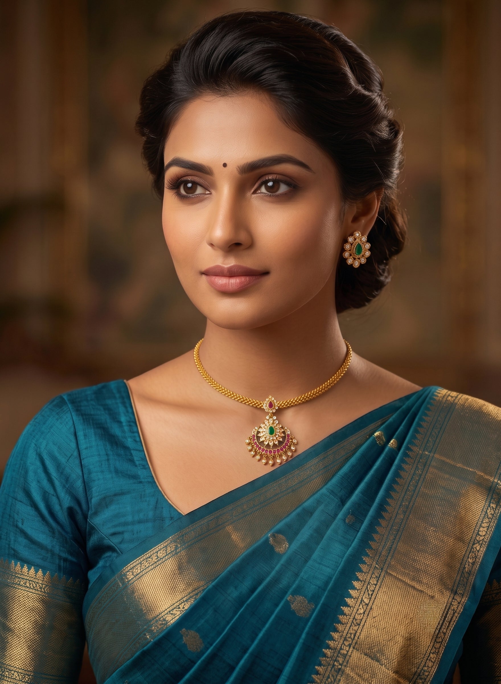 Elegant Gold-Plated CZ Gemstone Choker Necklace