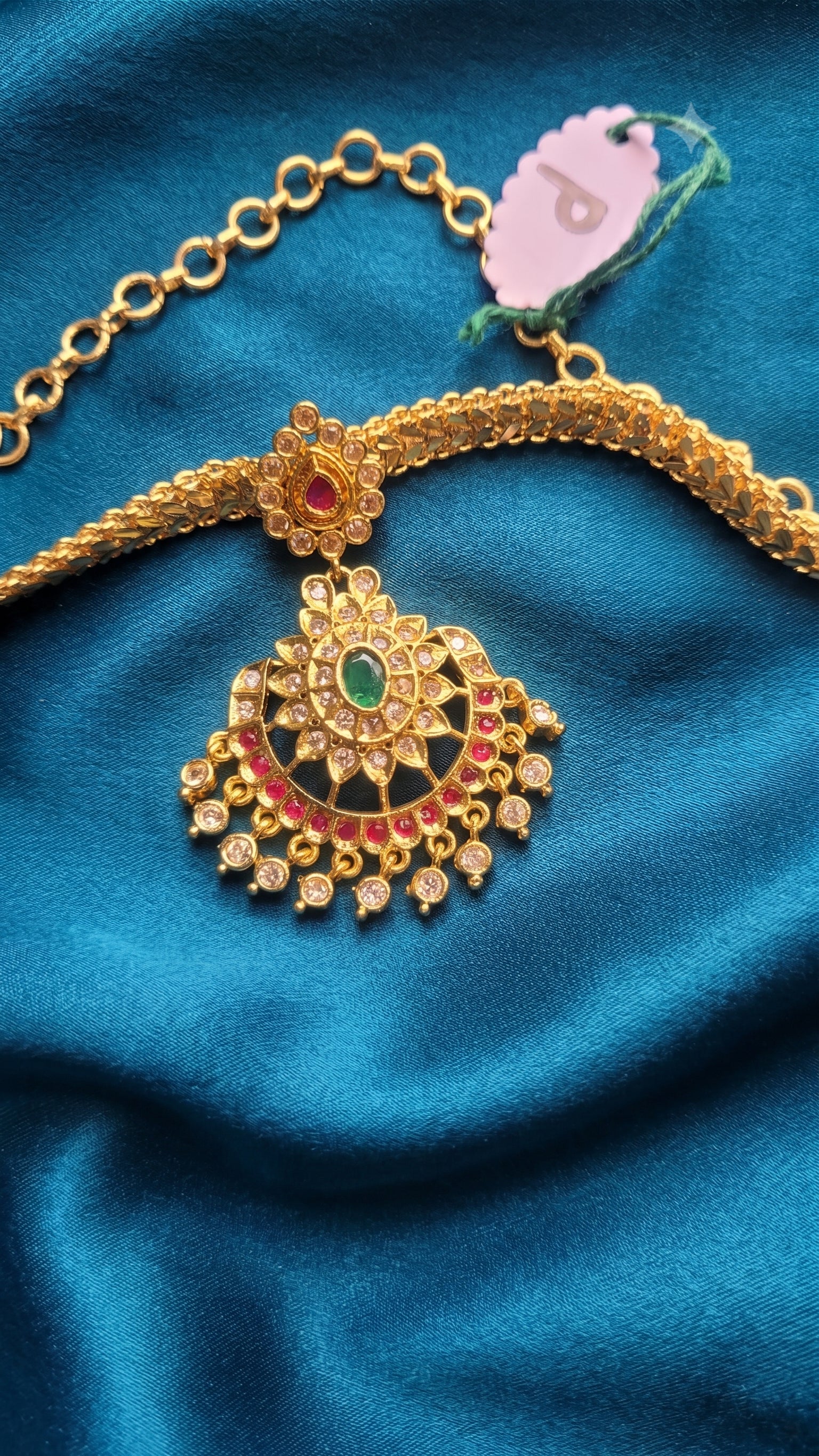 Elegant Gold-Plated CZ Gemstone Choker Necklace