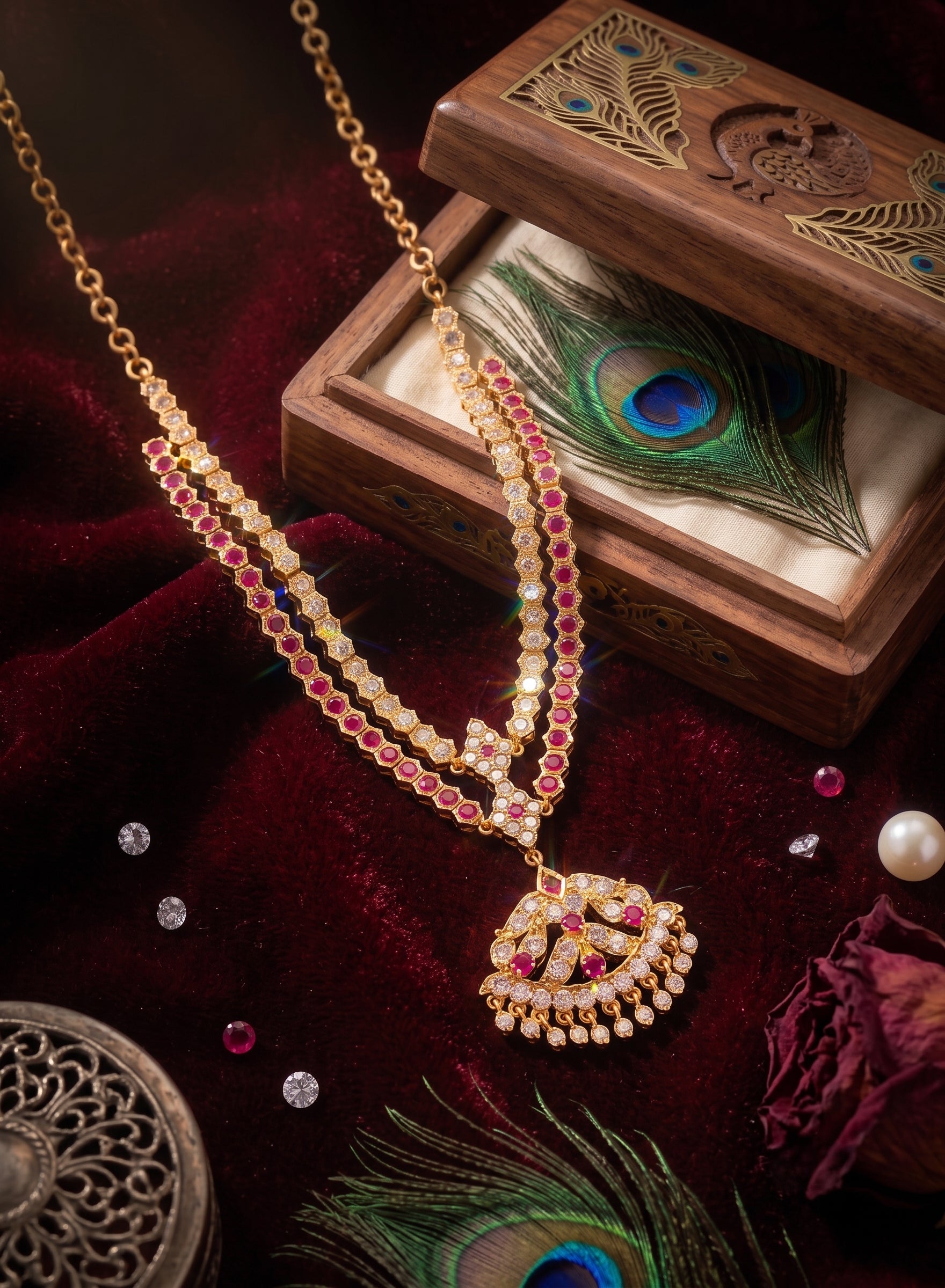 Exquisite Panchaloham Double-Layered Stone Neckset
