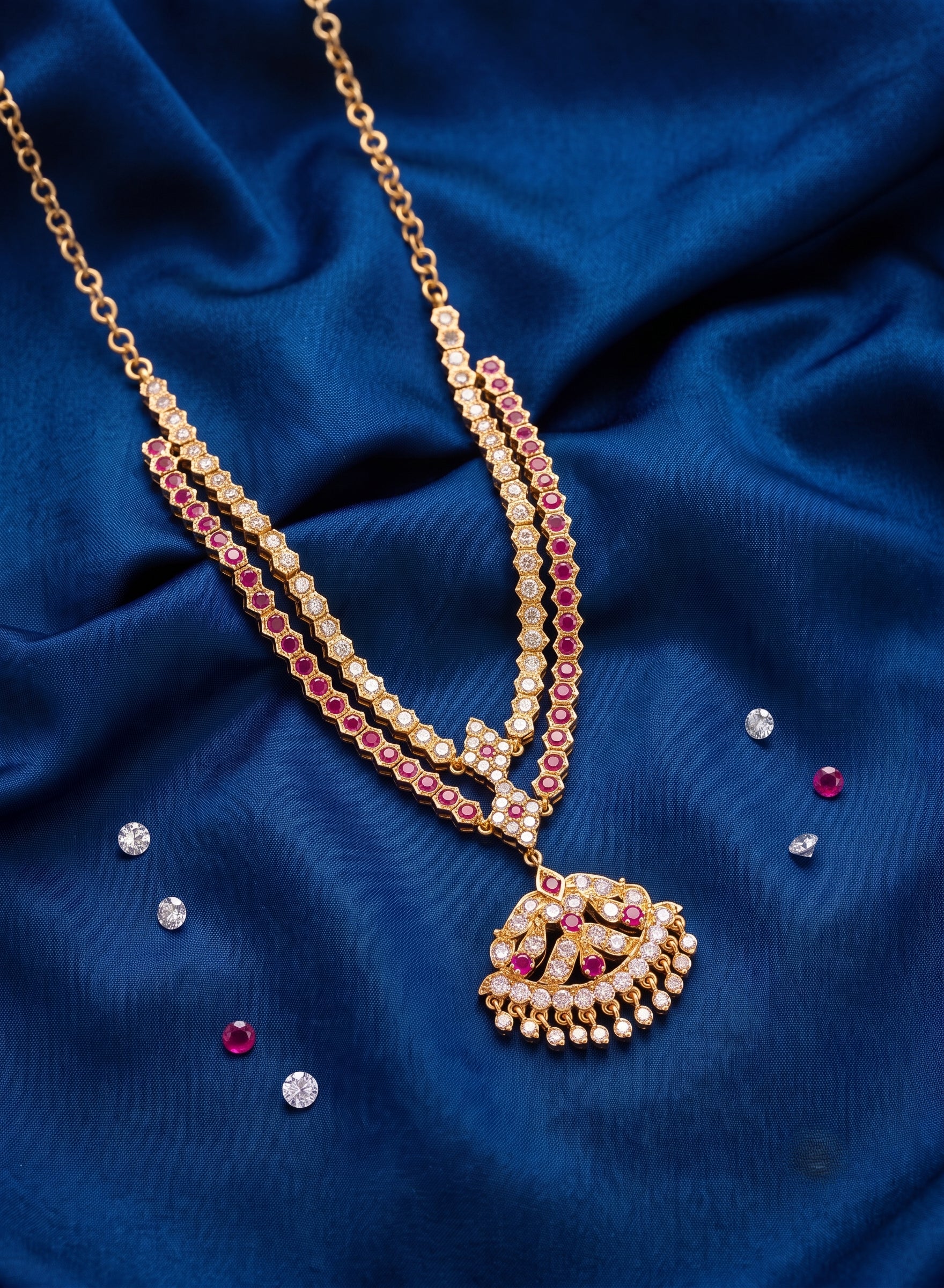 Exquisite Panchaloham Double-Layered Stone Neckset
