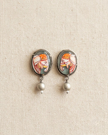 Gajmoti Hand-Painted Elephant Bead Earrings