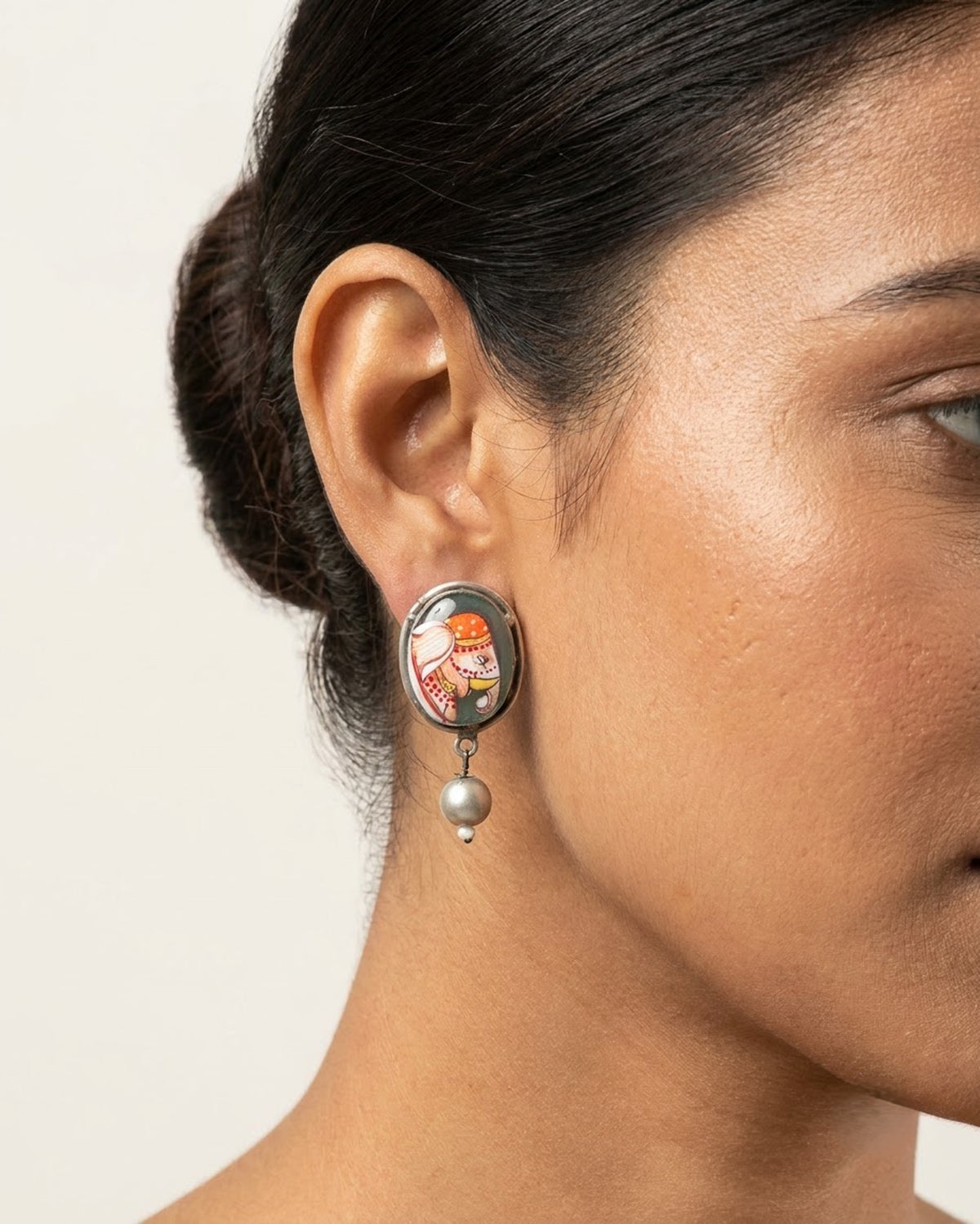 Gajmoti Hand-Painted Elephant Bead Earrings