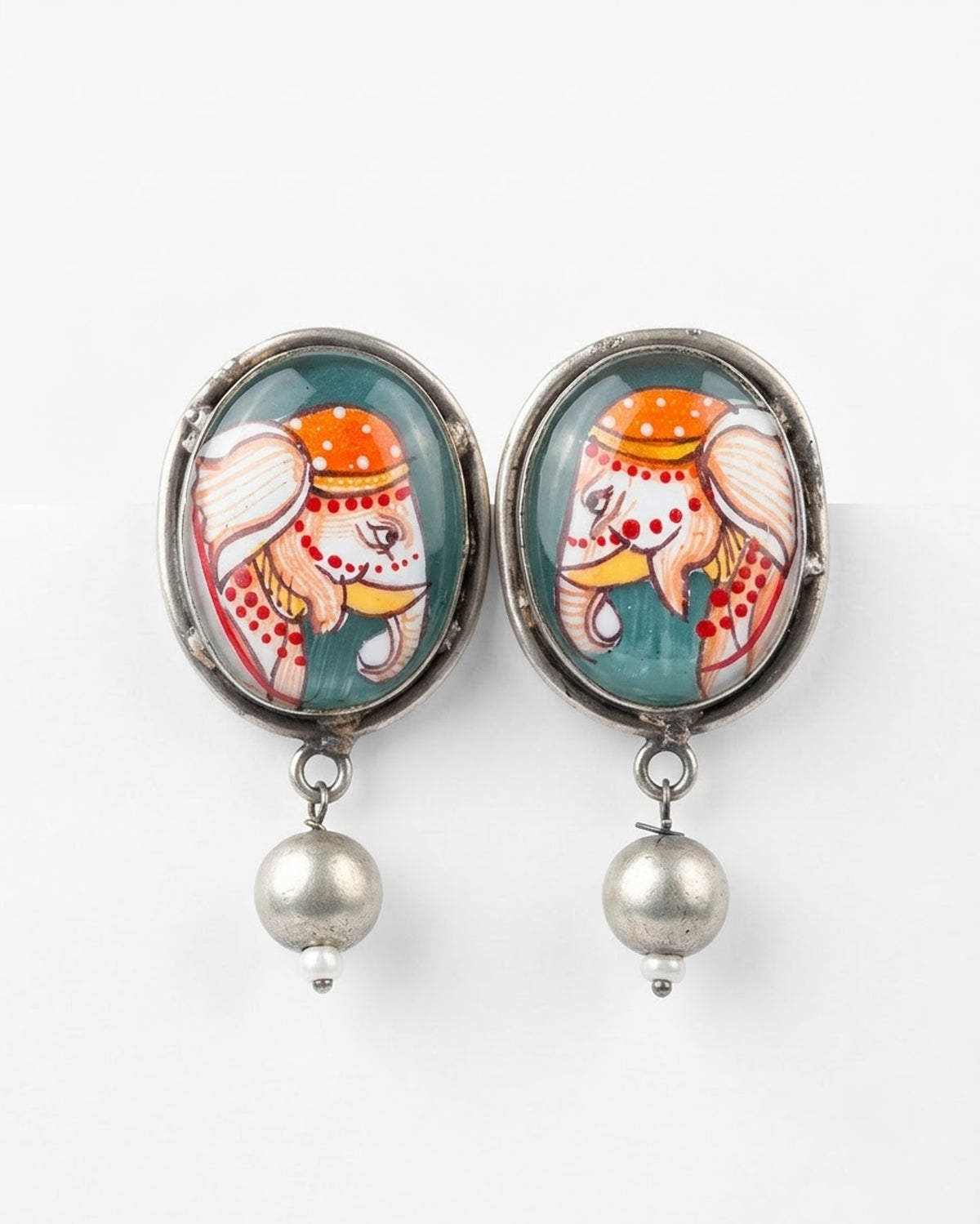 Gajmoti Hand-Painted Elephant Bead Earrings
