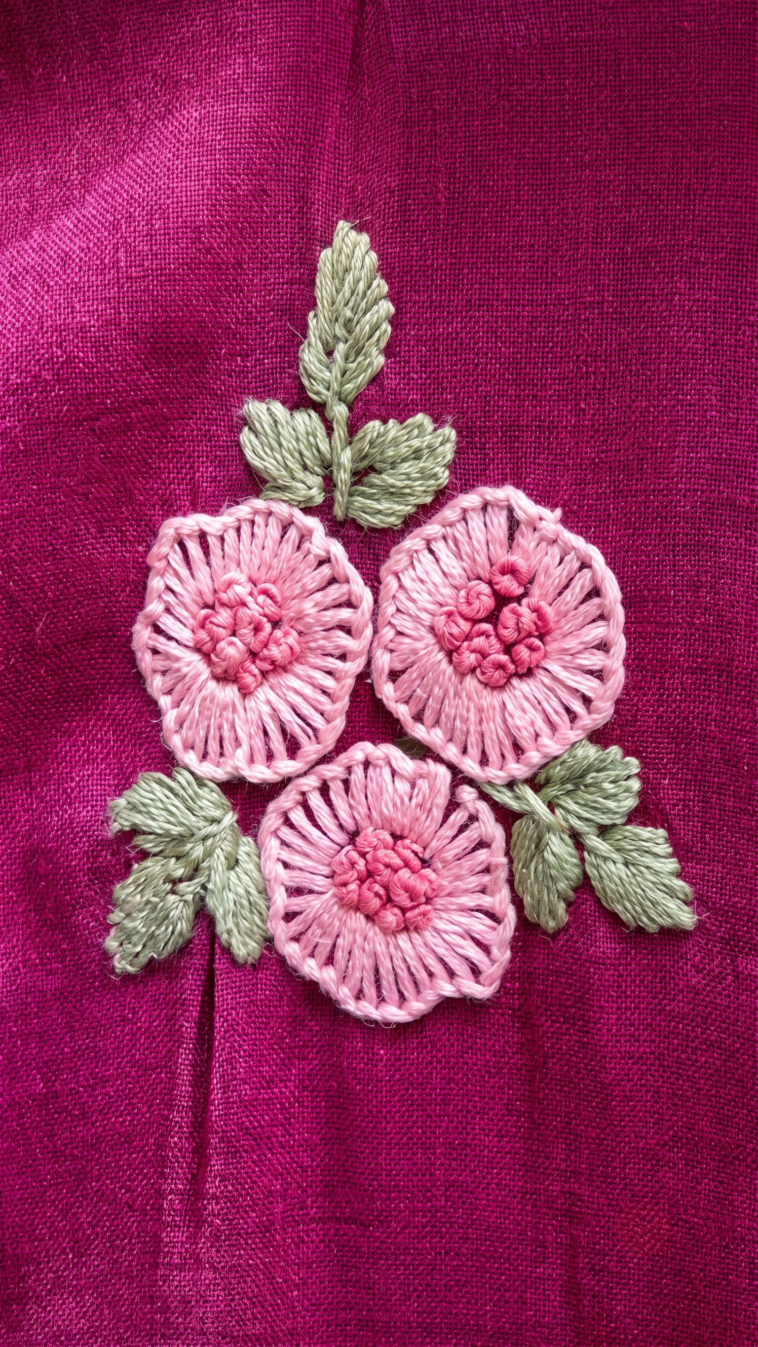 Wine Chanderi Floral Embroidery suit with dupatta - set of 3