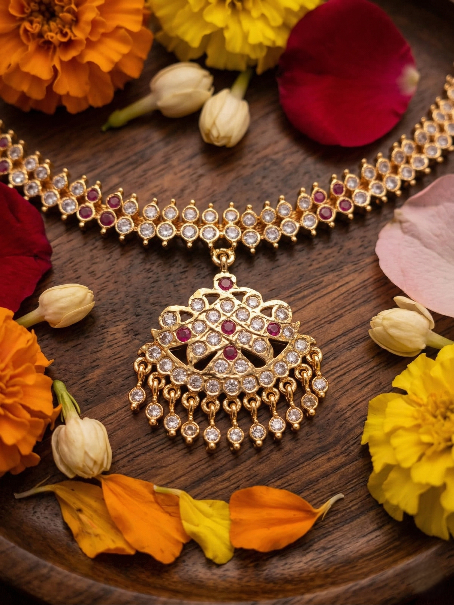 Vintage style panchaloham double line attigai neck choker